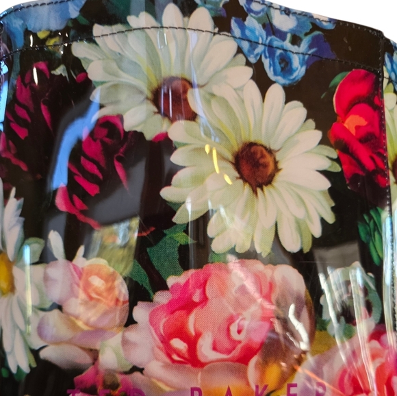 Ted Baker London Oicon Oil Painting Black Floral Multicolor Vinyl Tote Bag - Picture 12 of 12